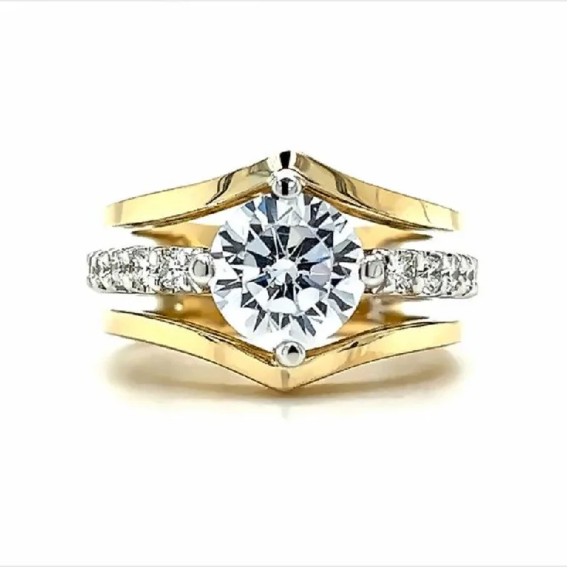 Discounted Jewelry For A Glamorous Look 14k Two-Tone Engagement Ring with Contour Sides
