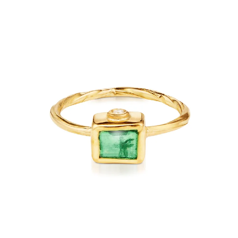 Don't Miss Our Biggest Jewelry Sale Of The Season Seafire 18K Gold Ring w. Emerald & Diamond