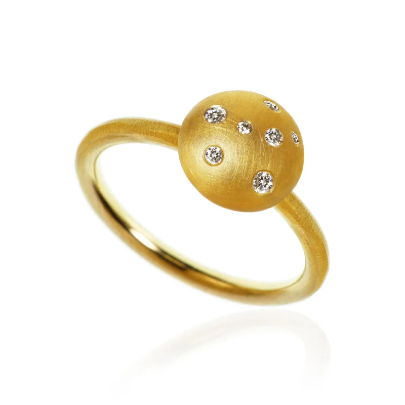 Get Your Favorite Jewelry At The Best Price Mushroom 18K Gold Ring w. Diamonds