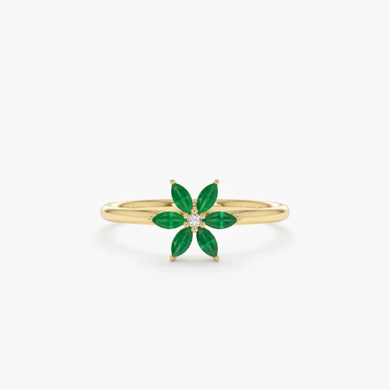Huge Savings On Timeless Jewelry Collections Emerald and Diamond Flower Ring, Alanna Huge Savings On Timeless Jewelry Collections Emerald and Diamond Flower Ring, Alanna