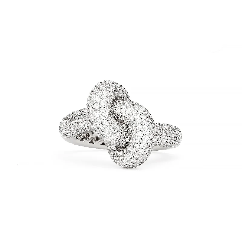 Chic, Trendy, And Affordable Jewelry Sale Legacy Knot Medium (Loose) 18K Whitegold Ring w. Diamonds