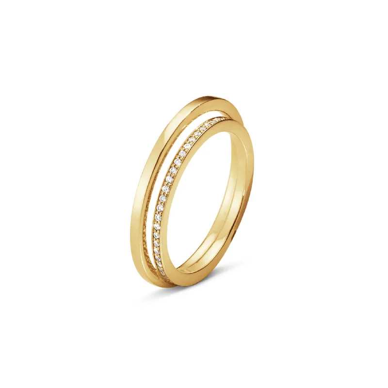 Halo 18K Gold Ring w. Diamonds 0.18 ct