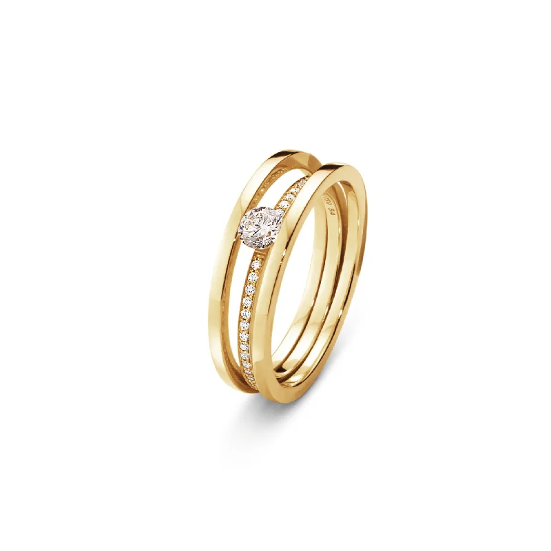 Sparkle More For Less – Jewelry Sale Happening Now Halo Solitaire 18K Gold Ring w. Diamonds 0.20 ct