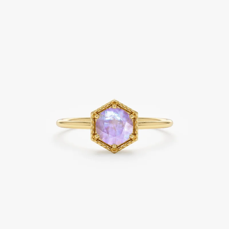 Shop Jewelry That Shines Without The High Price Hexagon Moonstone Ring, Anaya