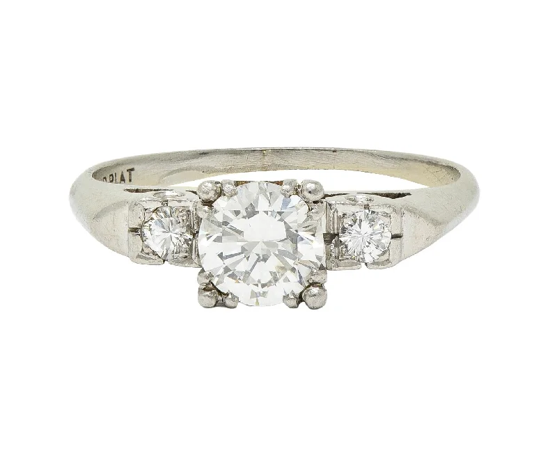 Limited-Time Offer On Elegant Jewelry Pieces Mid-Century 0.85 CTW Diamond Platinum Vintage Fishtail Engagement Ring Limited-Time Offer On Elegant Jewelry Pieces Mid-Century 0.85 CTW Diamond Platinum Vintage Fishtail Engagement Ring