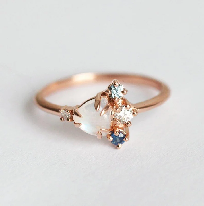 Buy More, Save More – Special Jewelry Discounts Timber Trillion Moonstone Sapphire Diamond Cluster Ring Buy More, Save More – Special Jewelry Discounts Timber Trillion Moonstone Sapphire Diamond Cluster Ring