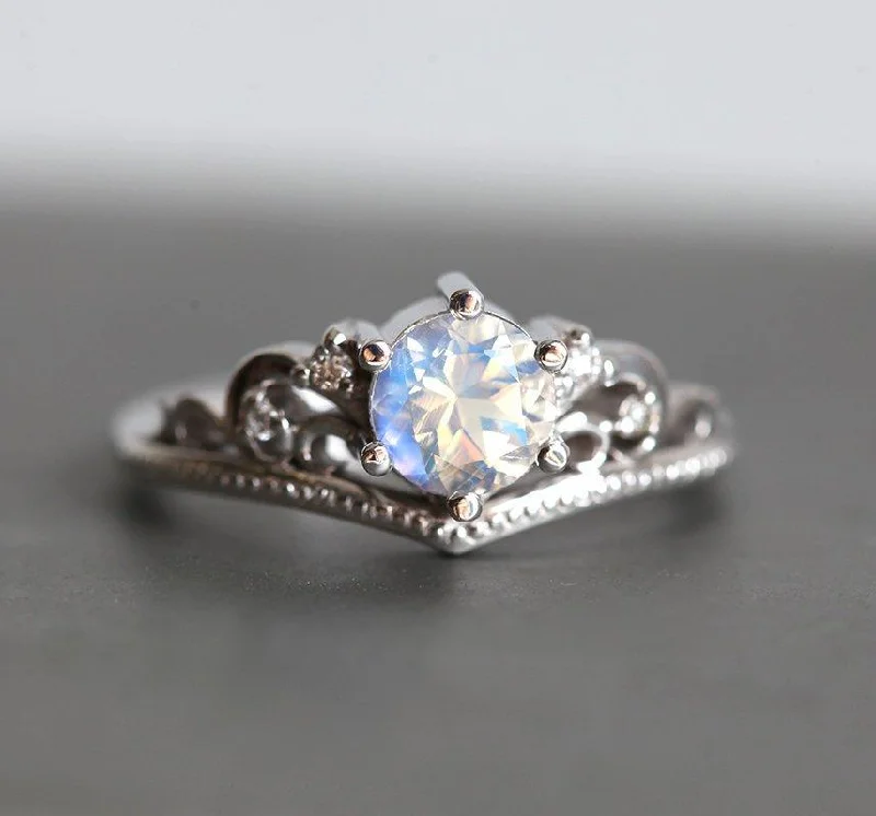 Luxury Jewelry At Unbeatable Discounts Bella Vintage-Inspired Moonstone Engagement Ring Luxury Jewelry At Unbeatable Discounts Bella Vintage-Inspired Moonstone Engagement Ring