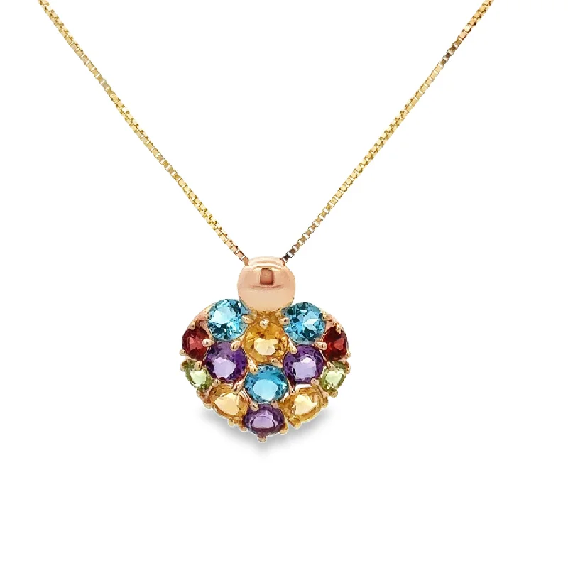 Luxury Jewelry At Unbeatable Discounts Multigem Heart Pendant in Yellow Gold