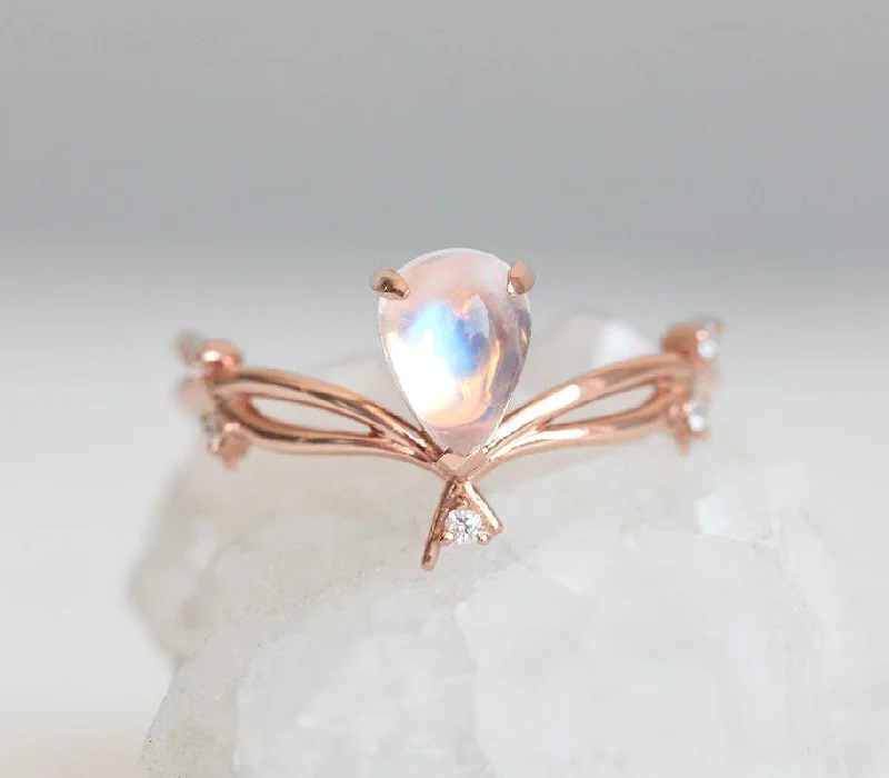 Personalized Jewelry Sale – Meaningful Gifts At Great Prices Pear-Cut Moonstone Ring With Twig And Diamond Buds Personalized Jewelry Sale – Meaningful Gifts At Great Prices Pear-Cut Moonstone Ring With Twig And Diamond Buds