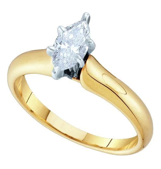 Signature Certificate 1 1/2 CTW Marquise Diamond Solitaire Engagement Ring in 14KT Yellow Gold