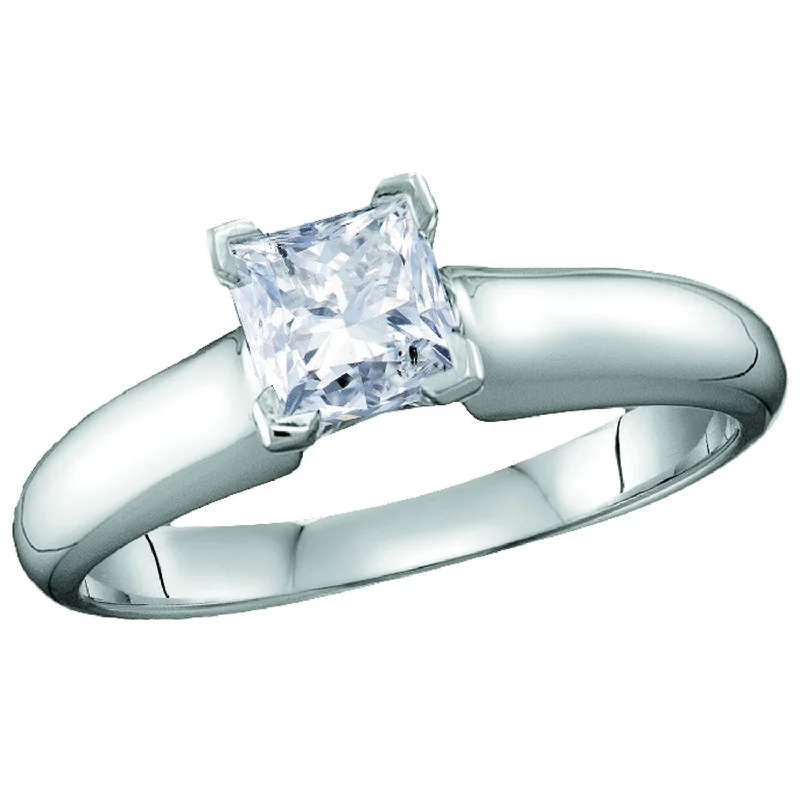 Signature Certificate 1 1/2 CTW Princess Cut Diamond Solitaire Engagement Ring in 14KT White Gold