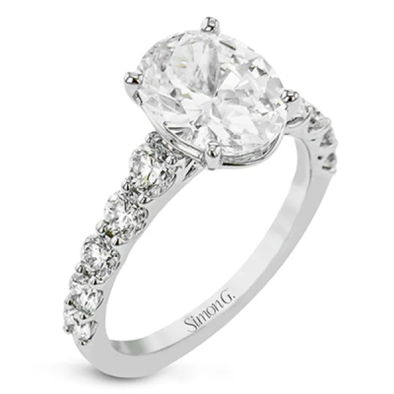 Chic And Stylish Jewelry At Exclusive Prices Simon G. 18k Oval-Cut Engagement Ring with Diamonds Chic And Stylish Jewelry At Exclusive Prices Simon G. 18k Oval-Cut Engagement Ring with Diamonds