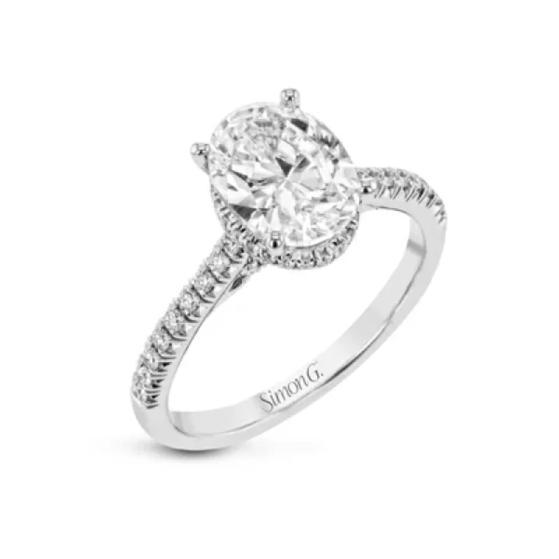Get Your Favorite Jewelry At The Best Price Simon G. 18k Oval-Cut Hidden Halo Engagement Ring with Diamonds Get Your Favorite Jewelry At The Best Price Simon G. 18k Oval-Cut Hidden Halo Engagement Ring with Diamonds