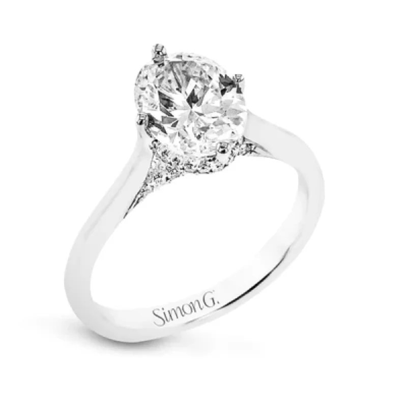 Grab Stylish Jewelry Before The Sale Ends Simon G. 18k Oval-Cut Hidden Halo Engagment Ring with Diamonds Grab Stylish Jewelry Before The Sale Ends Simon G. 18k Oval-Cut Hidden Halo Engagment Ring with Diamonds