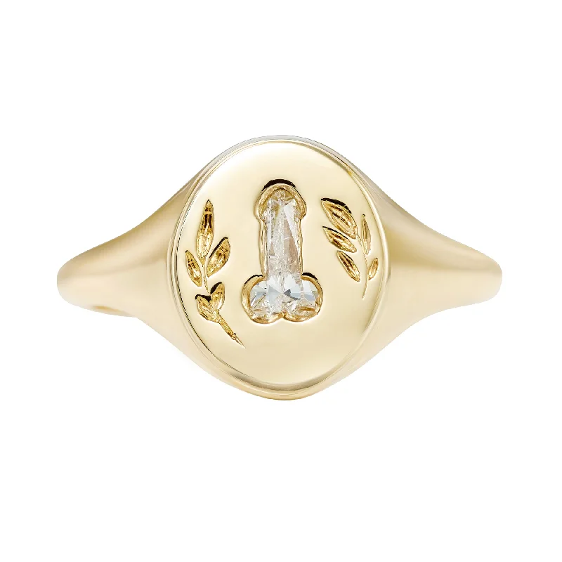 Affordable Luxury Jewelry For Every Occasion Statement Signet Ring with a F.U. Diamond and Hand Engraving Affordable Luxury Jewelry For Every Occasion Statement Signet Ring with a F.U. Diamond and Hand Engraving