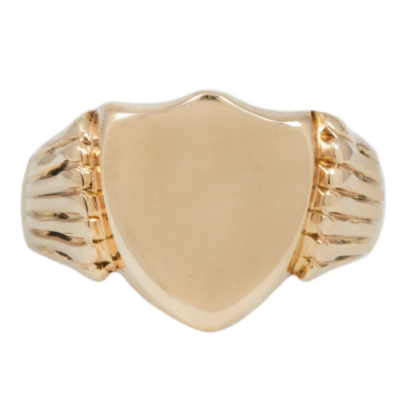 Exclusive Jewelry Offers – Shine For Less Textured Shoulder Shield Signet Ring