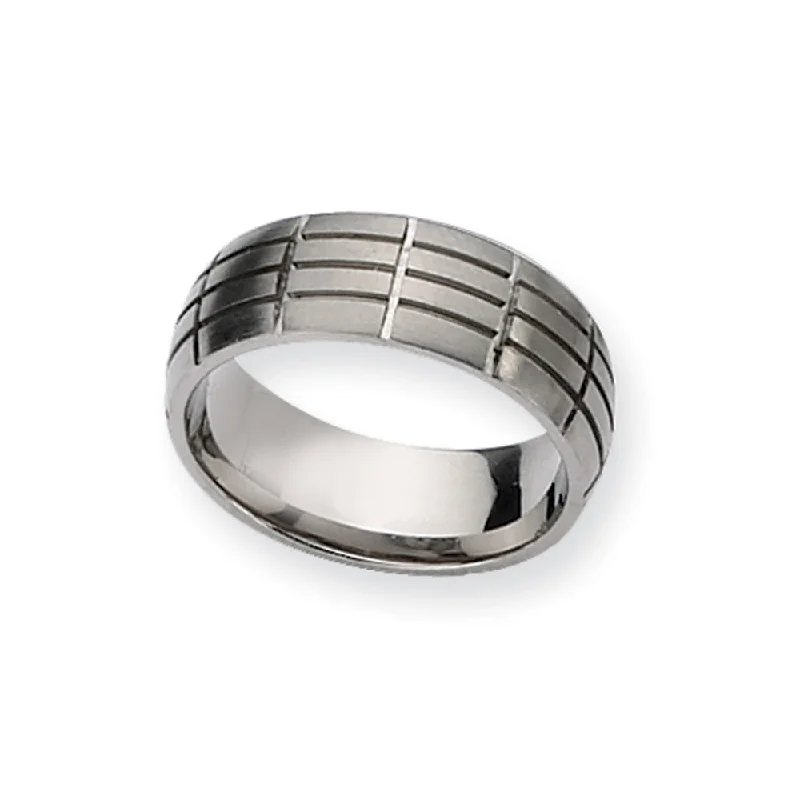 Titanium, 8mm Grooved Comfort Fit Band