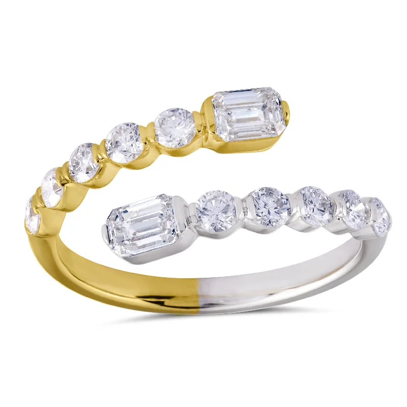 Trending Jewelry Now Available At Exclusive Prices Two Tone Diamond Bypass Ring in 14k Gold
