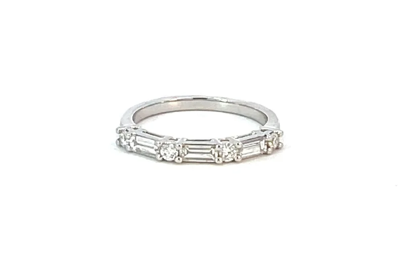 Must-Have Jewelry At Irresistible Discounts Alternating Baguette & Round Diamond Wedding Band Ring Must-Have Jewelry At Irresistible Discounts Alternating Baguette & Round Diamond Wedding Band Ring