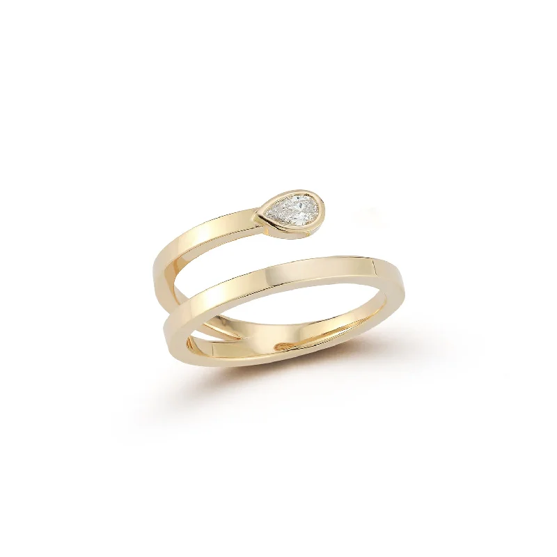 Seasonal Jewelry Sale – Upgrade Your Collection 14kt Pear Diamond Spiral Ring