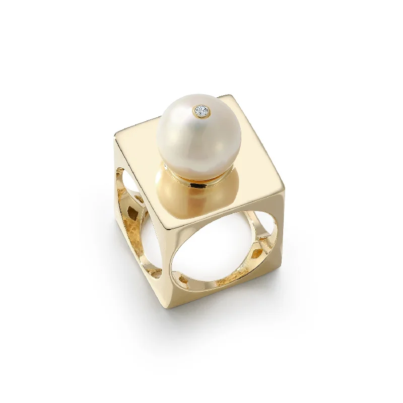 Shop Dazzling Jewelry With Special Promotional Discounts 14kt Pearl Cube Ring