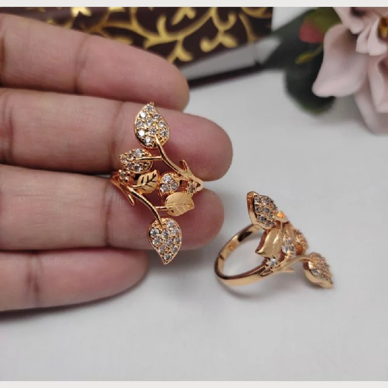 Luxury Handcrafted Jewelry For Elegant Looks Aamrapali Rose Gold Plated Austrian Stone Ring Luxury Handcrafted Jewelry For Elegant Looks Aamrapali Rose Gold Plated Austrian Stone Ring