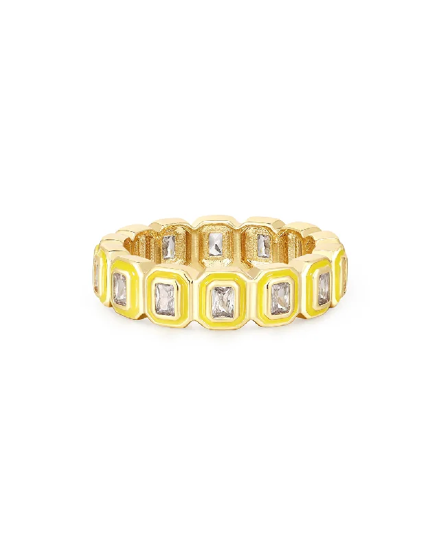 Jewelry Sale Bonanza – Grab Your Sparkle Now Bezel Ballier Ring- Neon Yellow- Gold