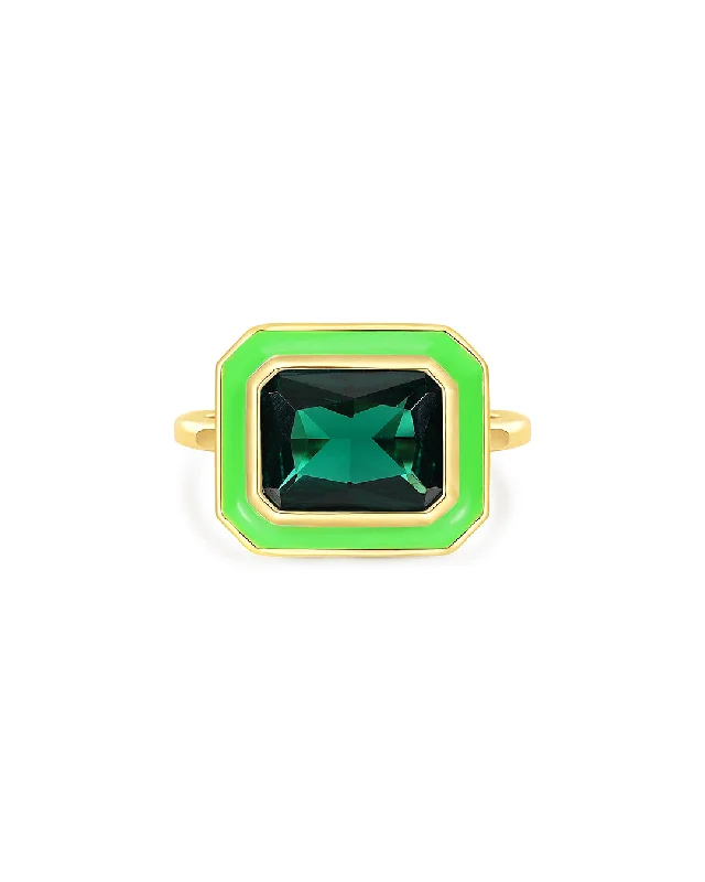 Sparkle More For Less – Jewelry Sale Happening Now Bezel Statement Ring- Bright Green- Gold