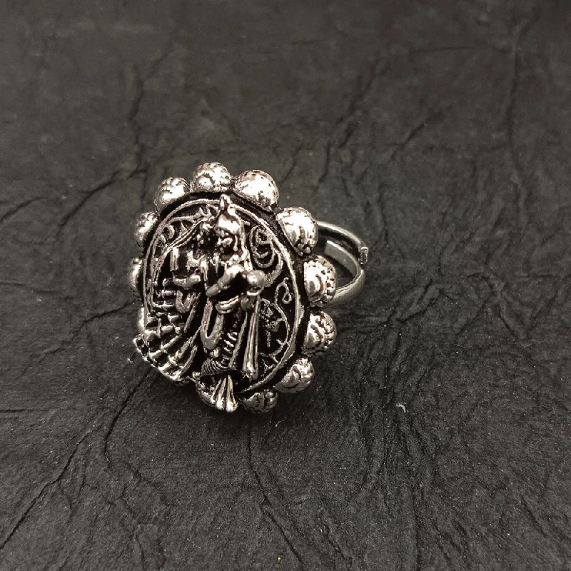 Discounted Jewelry For A Glamorous Look Bhavi Jewel Oxidised Plated Temple Adjustable Ring Discounted Jewelry For A Glamorous Look Bhavi Jewel Oxidised Plated Temple Adjustable Ring