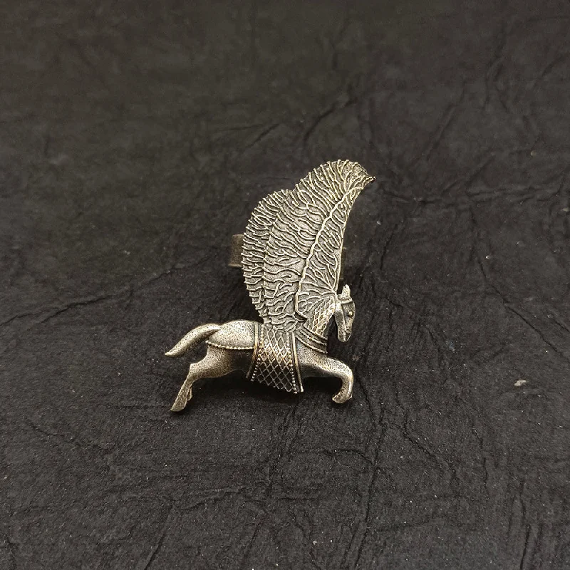 Timeless Jewelry Styles At Wallet-Friendly Prices Bhavi Jewels Oxidised Plated Horse Adjustable Ring Timeless Jewelry Styles At Wallet-Friendly Prices Bhavi Jewels Oxidised Plated Horse Adjustable Ring