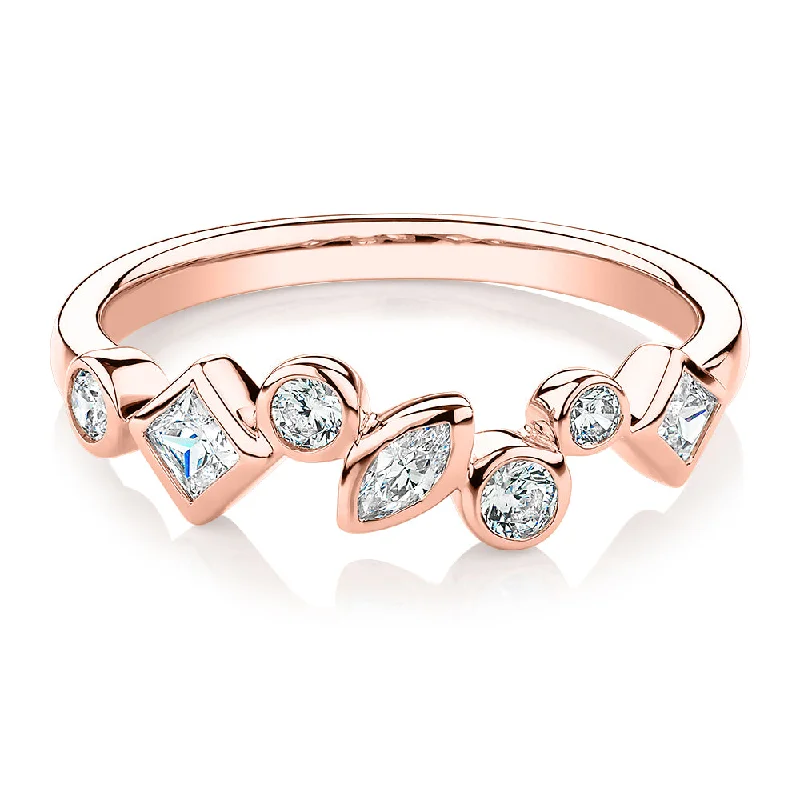 Waterproof Stainless Steel Jewelry For Lasting Beauty Dress ring with 0.48 carats* of diamond simulants in 10 carat rose gold Waterproof Stainless Steel Jewelry For Lasting Beauty Dress ring with 0.48 carats* of diamond simulants in 10 carat rose gold