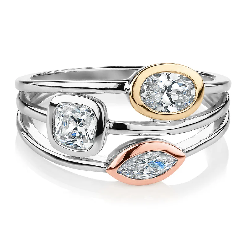 Shop Dazzling Jewelry At The Best Prices Dress ring with 1.04 carats* of diamond simulants in 10 carat yellow gold, rose gold and sterling silver Shop Dazzling Jewelry At The Best Prices Dress ring with 1.04 carats* of diamond simulants in 10 carat yellow gold, rose gold and sterling silver