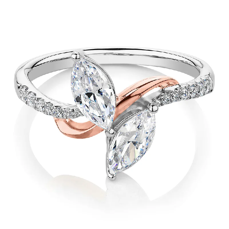 Dazzle In Elegance With Our Biggest Jewelry Sale Dress ring with 1.06 carats* of diamond simulants in 10 carat rose and white gold