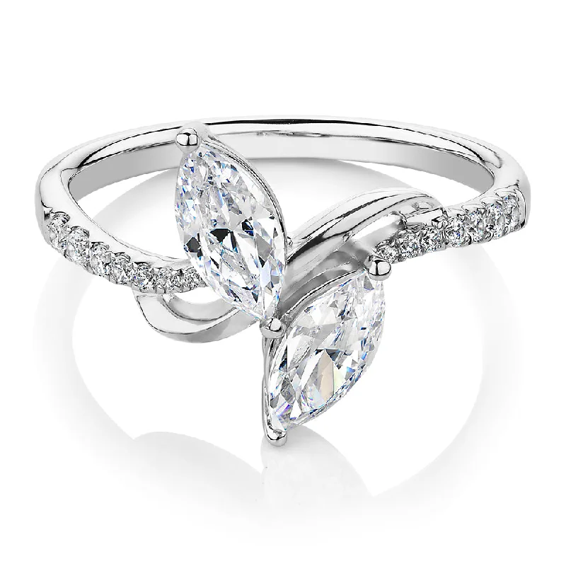 Breathtaking Jewelry At Limited-Time Savings Dress ring with 1.06 carats* of diamond simulants in 10 carat white gold Breathtaking Jewelry At Limited-Time Savings Dress ring with 1.06 carats* of diamond simulants in 10 carat white gold