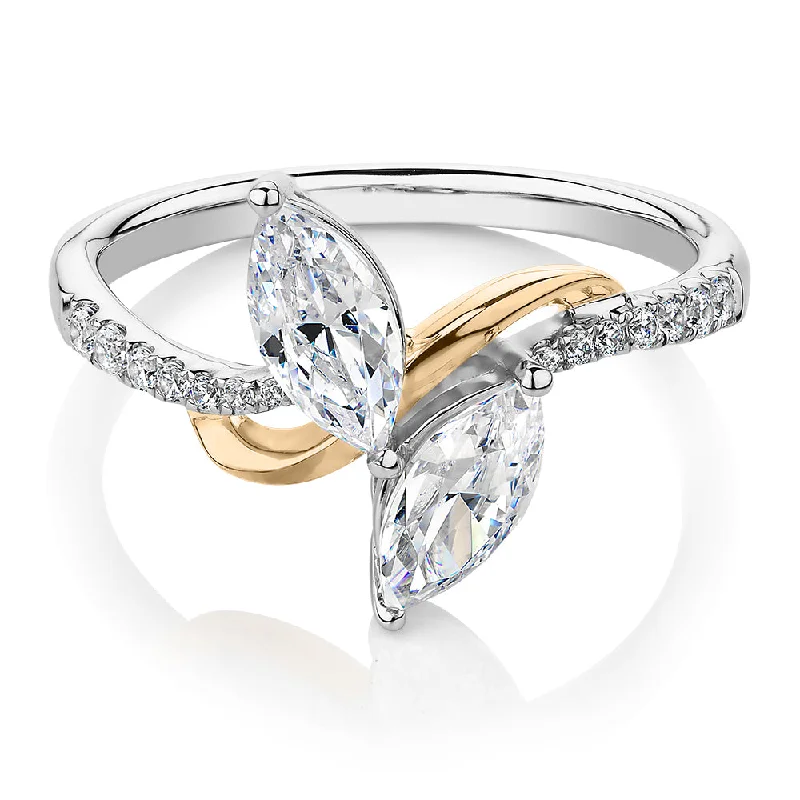 Must-Have Jewelry At Unbelievable Discounts Dress ring with 1.06 carats* of diamond simulants in 10 carat yellow and white gold Must-Have Jewelry At Unbelievable Discounts Dress ring with 1.06 carats* of diamond simulants in 10 carat yellow and white gold