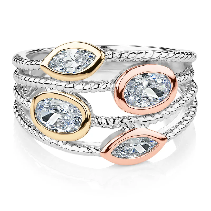Exclusive Jewelry Sale – Shine For Less Dress ring with 1.36 carats* of diamond simulants in 10 carat yellow gold, rose gold and sterling silver Exclusive Jewelry Sale – Shine For Less Dress ring with 1.36 carats* of diamond simulants in 10 carat yellow gold, rose gold and sterling silver