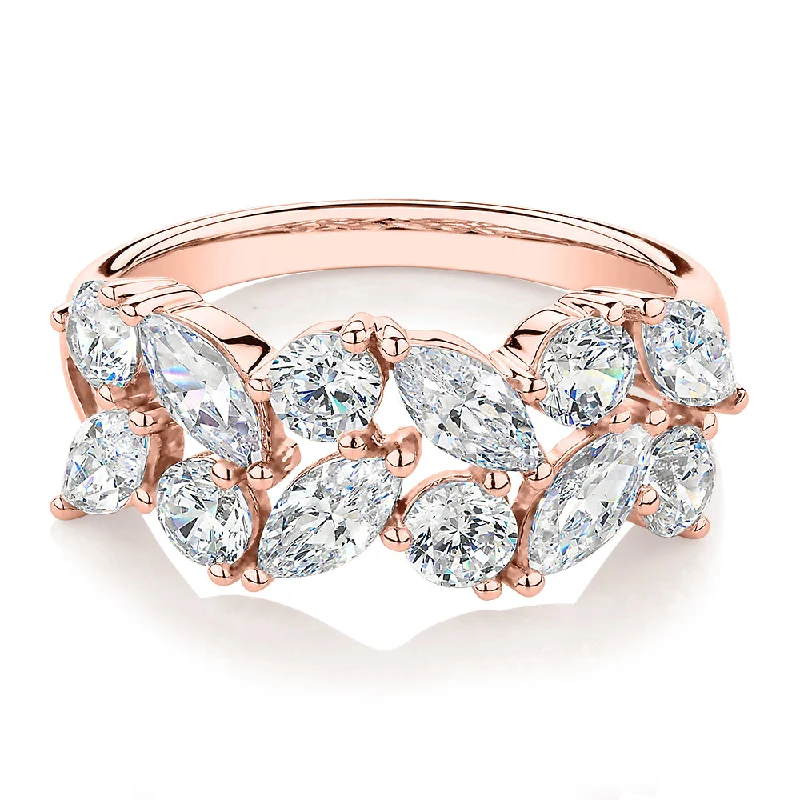 Bestselling Jewelry At Special Promotional Rates Dress ring with 3.36 carats* of diamond simulants in 10 carat rose gold Bestselling Jewelry At Special Promotional Rates Dress ring with 3.36 carats* of diamond simulants in 10 carat rose gold
