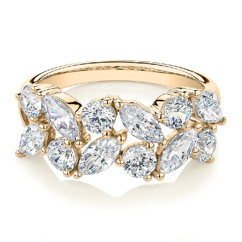 Shop Dazzling Rings, Earrings, And More At Special Discounts Dress ring with 3.36 carats* of diamond simulants in 10 carat yellow gold Shop Dazzling Rings, Earrings, And More At Special Discounts Dress ring with 3.36 carats* of diamond simulants in 10 carat yellow gold