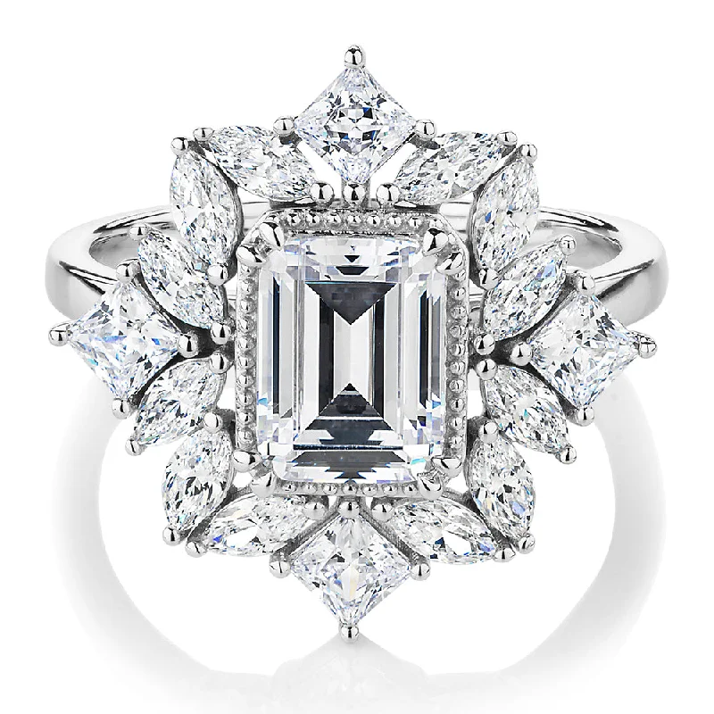 Versatile Layering Jewelry For Effortless Chic Dress ring with 3.66 carats* of diamond simulants in 10 carat white gold Versatile Layering Jewelry For Effortless Chic Dress ring with 3.66 carats* of diamond simulants in 10 carat white gold