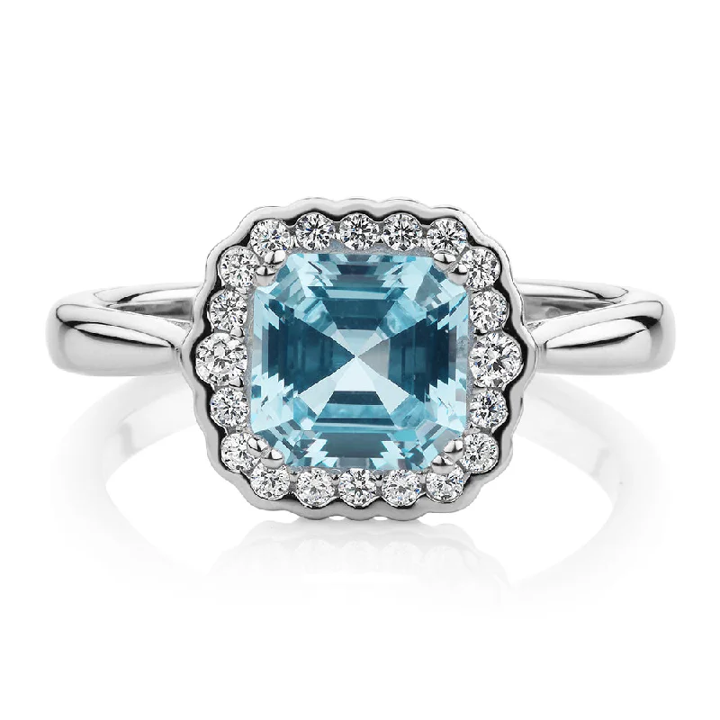 Exclusive Jewelry Sale – Sparkle For Less Dress ring with blue topaz simulant in sterling silver Exclusive Jewelry Sale – Sparkle For Less Dress ring with blue topaz simulant in sterling silver