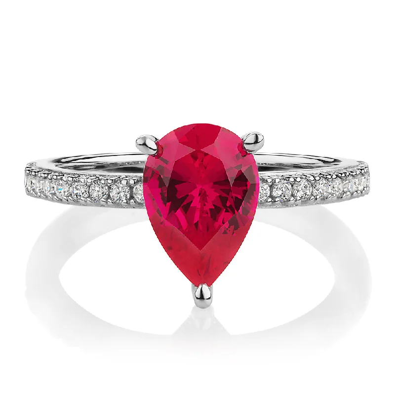 Unmissable Discounts On Timeless Jewelry Pieces Dress ring with ruby simulant and 0.24 carats* of diamond simulants in sterling silver Unmissable Discounts On Timeless Jewelry Pieces Dress ring with ruby simulant and 0.24 carats* of diamond simulants in sterling silver