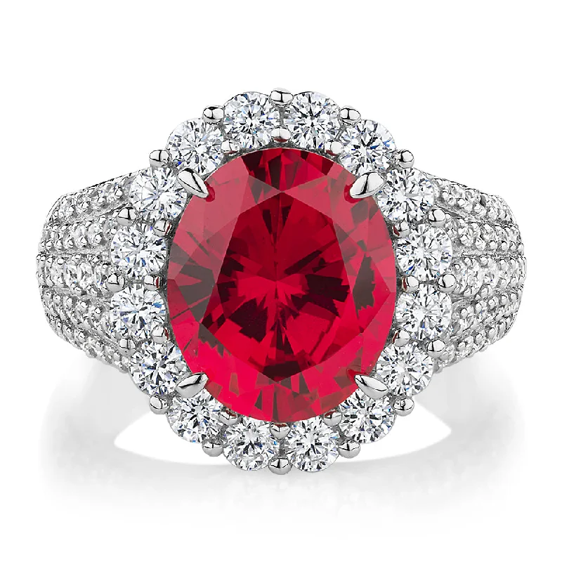 Big Savings On Your Favorite Jewelry Pieces Dress ring with ruby simulant and 1.83 carats* of diamond simulants in sterling silver Big Savings On Your Favorite Jewelry Pieces Dress ring with ruby simulant and 1.83 carats* of diamond simulants in sterling silver