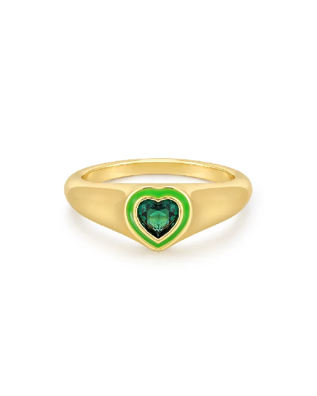 Best Jewelry Deals – Premium Quality At Exclusive Discounts Heart Signet Ring- Green- Gold Best Jewelry Deals – Premium Quality At Exclusive Discounts Heart Signet Ring- Green- Gold