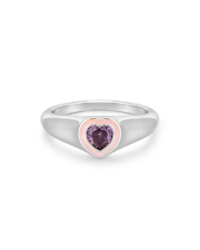 Shop Dazzling Rings, Earrings, And More At Special Discounts Heart Signet Ring- Pink- Silver Shop Dazzling Rings, Earrings, And More At Special Discounts Heart Signet Ring- Pink- Silver