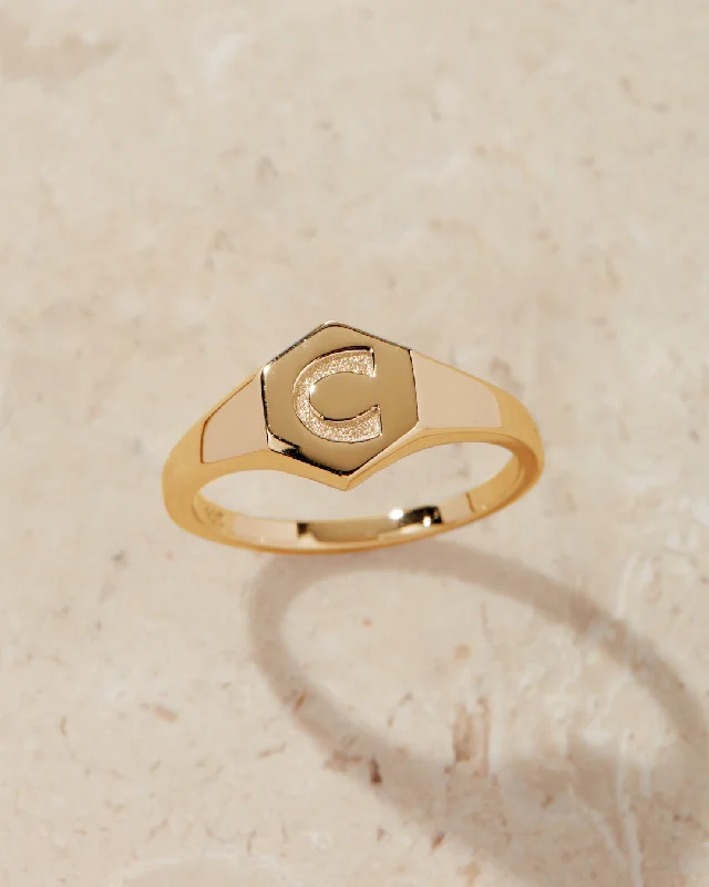Unique Jewelry Designs Now At Discounted Rates Hexagon Signet Ring [Vintage]