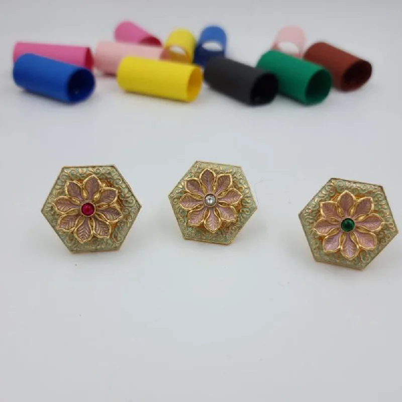 Must-Have Jewelry At Irresistible Discounts JCM Gold Plated Pota Stone Adjustable Ring (Assorted Color) (1 Piece Only)