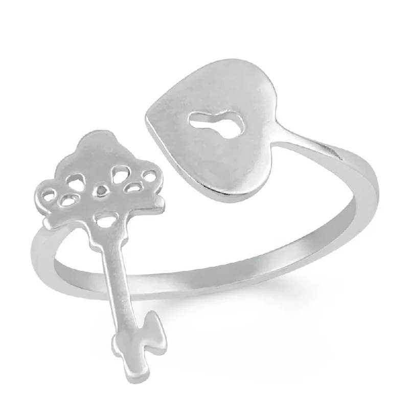 Timeless Elegance At Unbelievable Discounts Mahi Heart and Key Adjustable Finger ring Timeless Elegance At Unbelievable Discounts Mahi Heart and Key Adjustable Finger ring