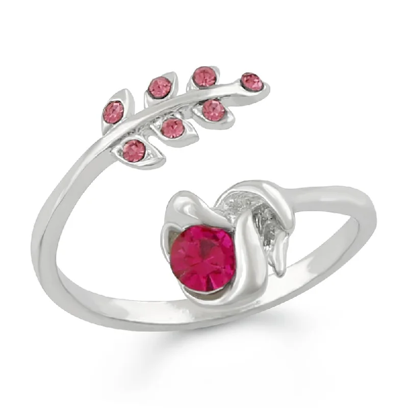 Timeless Jewelry At Special Discount Rates Mahi Leaf Solitaire CZ Adjustable Finger Ring Timeless Jewelry At Special Discount Rates Mahi Leaf Solitaire CZ Adjustable Finger Ring