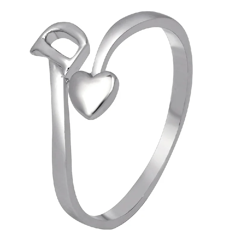 Bestselling Jewelry Now On Sale – Elevate Your Look Mahi Rhodium Plated 'D' Initial and Heart Adjustable Finger Ring for Women (FR1103124R)