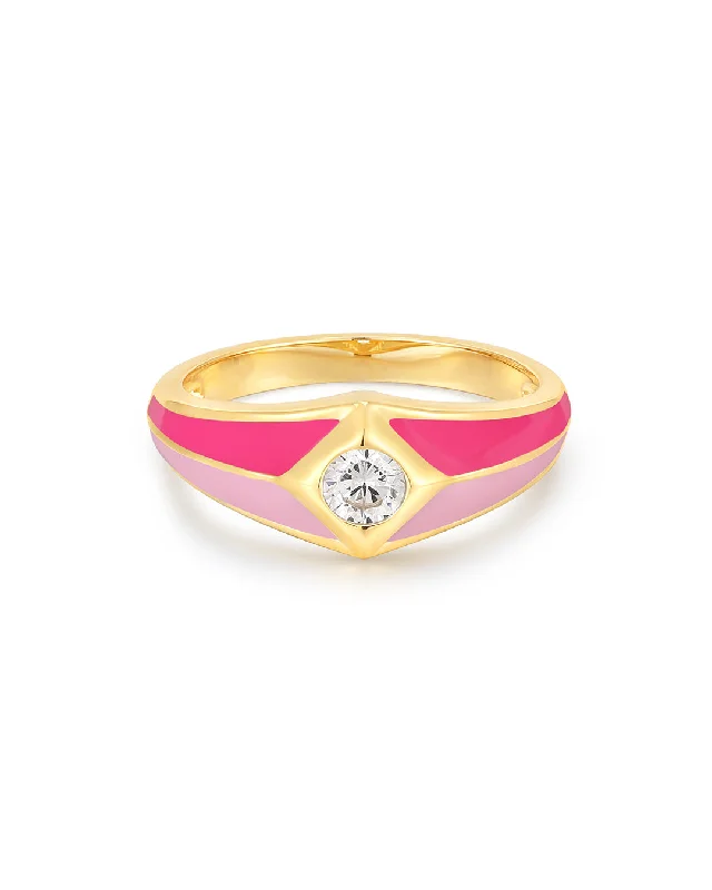 Best-Selling Jewelry Now Available At Special Deals Pyramid Stud Signet Ring- Pink- Gold Best-Selling Jewelry Now Available At Special Deals Pyramid Stud Signet Ring- Pink- Gold